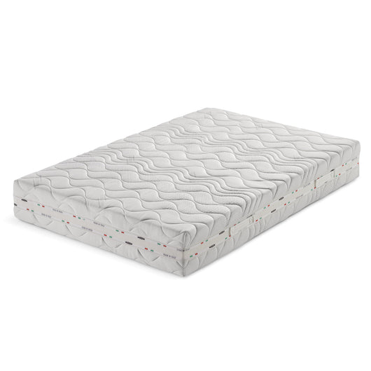 Materasso sfoderabile MADE IN ITALY CRYSTAL 120X190 con molle insacchettate, 4 cm di Memory Foam a 9 zone, rivestimento in tessuto antiacaro termoregolante e fascia traspirante