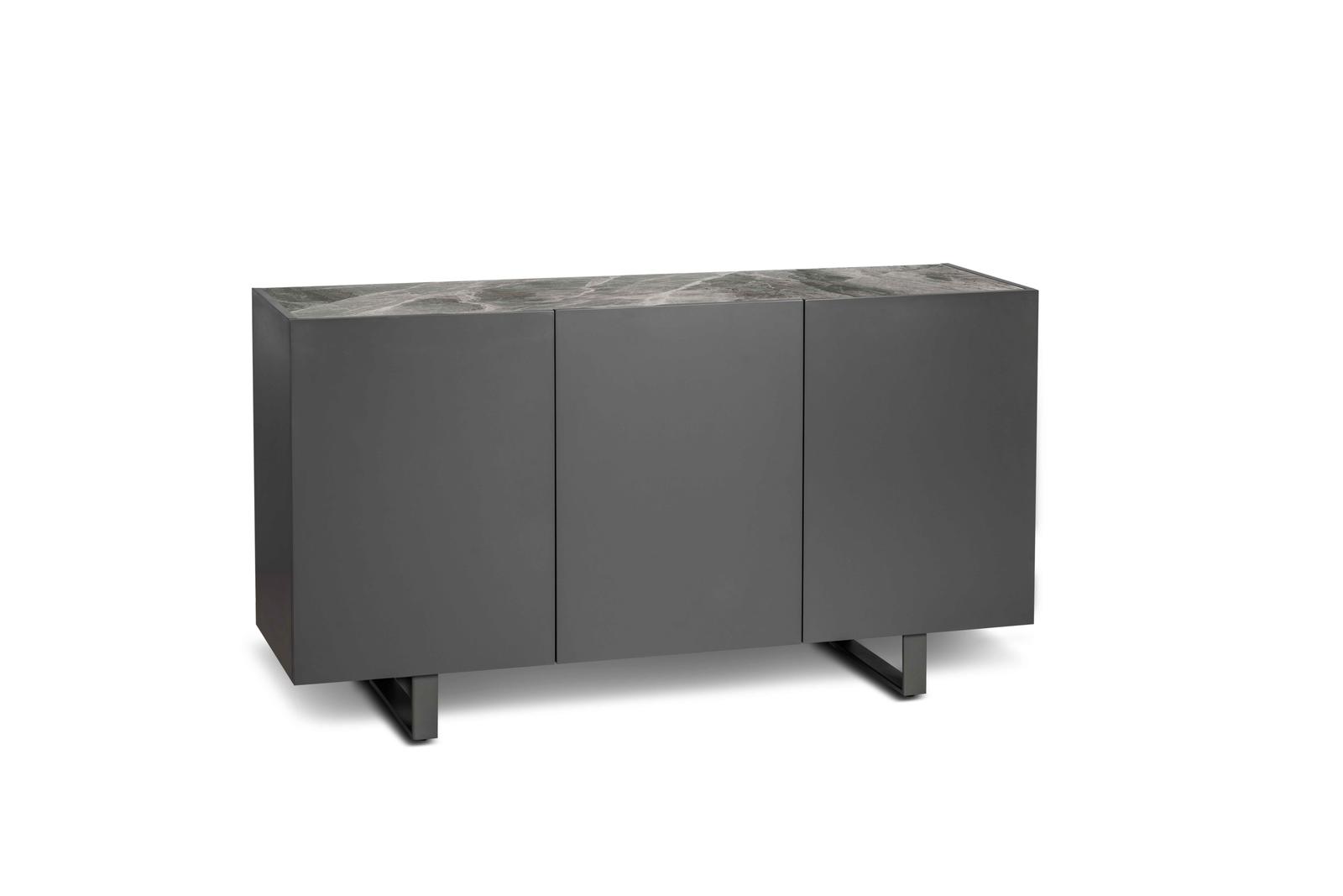 Pegaso - Credenza a 3 ante (150 x 45 x H 85 cm) in ceramica grigio scuro