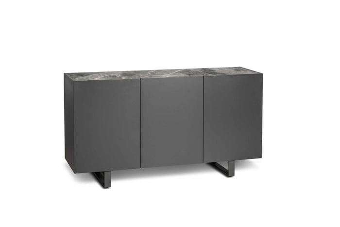 Pegaso - Credenza a 3 ante (150 x 45 x H 85 cm) in ceramica grigio scuro