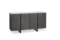 Alpha - Credenza a 4 ante (160 x 40 x H 85 cm) in ceramica grigio scuro