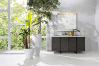 Alpha - Credenza a 4 ante (160 x 40 x H 85 cm) in ceramica grigio scuro