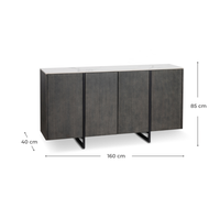 Alpha - Credenza a 4 ante (160 x 40 x H 85 cm) in ceramica grigio scuro