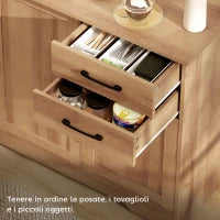 Mobile Cucina con 2 Cassetti e 3 Armadietti, Ripiani Regolabili, 120x38x79 cm, Rovere