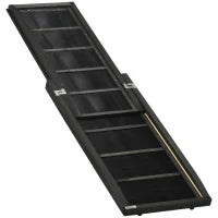 Rampa per Cani Pieghevole Antiscivolo in Legno con Maniglia Laterale, 43x165x6.5 cm, Nero