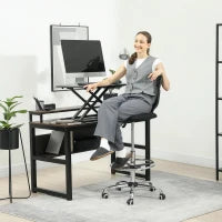 Sedia da Ufficio, Sedia da Lavoro, Sedia da Scrivania, regolabile in altezza, imbottita, Nero