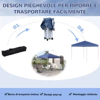 Gazebo Pieghevole e Impermeabile in Tessuto Oxford con Corde e Picchetti, 2.45x2.45x2.45 m, Blu
