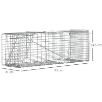 Gabbia Trappola per Ratti, Topi e Nutrie Pieghevole in Acciaio, 93x31x34.5cm, Argento