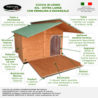 CUCCIA IN LEGNO DA ESTERNO MODELLO 4XL GIGANTE DAVANZALE E PENSILINA CON "TENDINA OMAGGIO" L.150 x P.190 x H.115