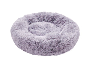 Cuccia Cane Gatto Cuscino Peloso Morbido Peluches Caldo Rotondo Ciambella Animali Fluffy - Grande - Grigio Chiaro
