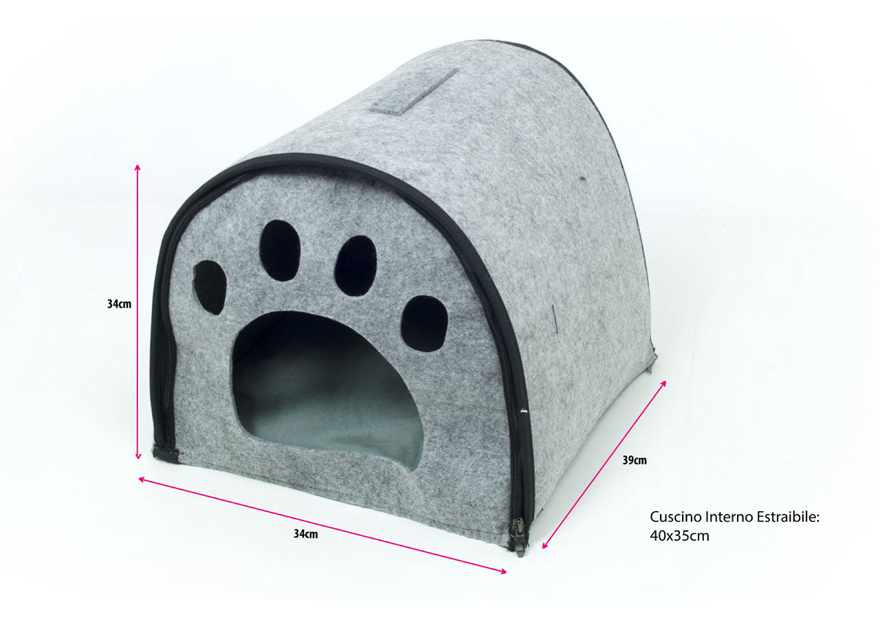 Cuccia Con Cuscino Per Animali Domestici Modello Impronte