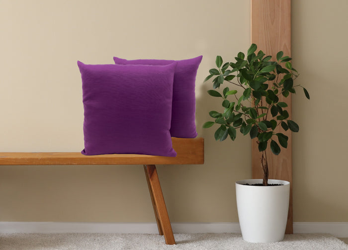 Coppia Cuscini Arredo Imbottiti Tessuto Ottoman In Tinta Unita Colore Viola 38 - 50x50 - Viola 38