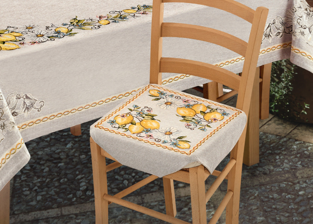 Set Cuscini Coprisedia Imbottiti Cinigliati Sfoderabili Modello Limoni Gialli - Aletta 6Pz - Limoni