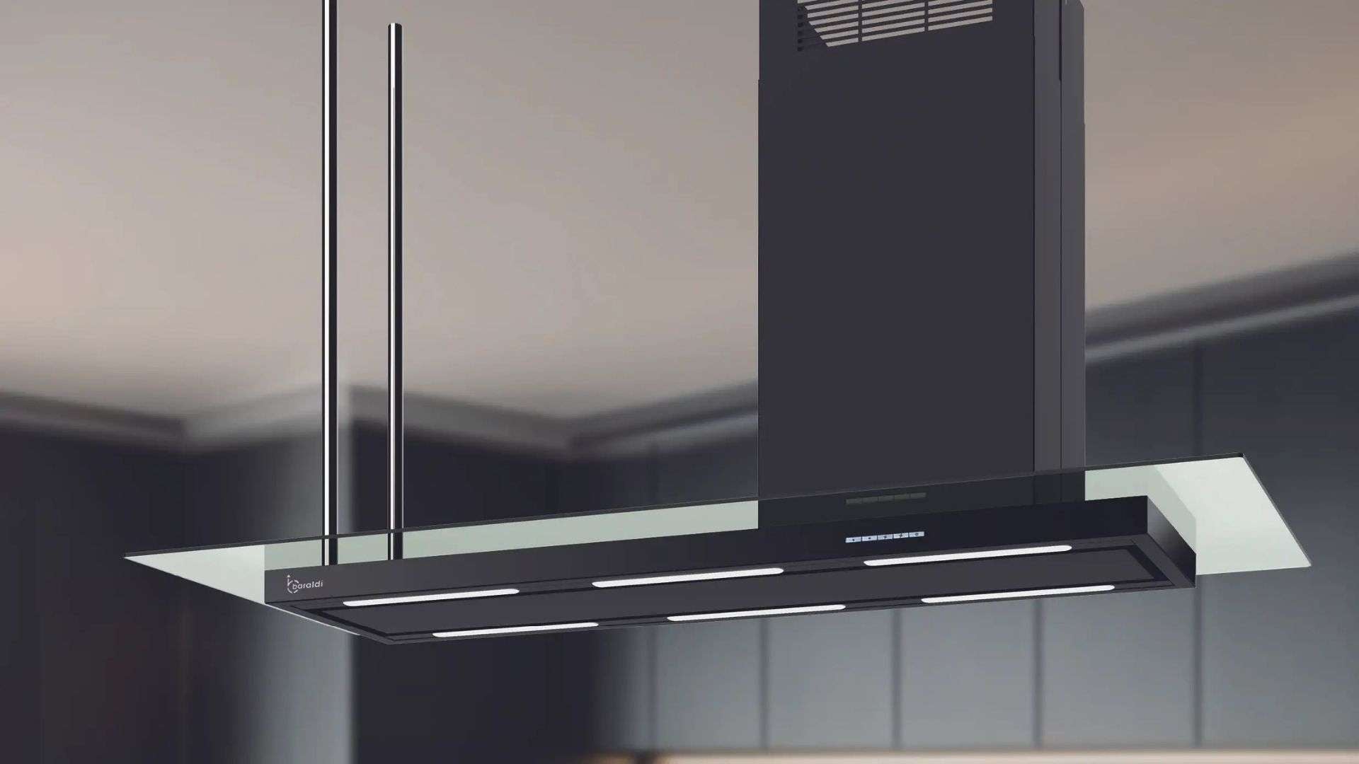 CAPPA ELEA ISOLA STYLE CON VETRO cm146 Destra - Nera - 800 m3/h