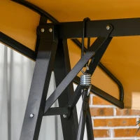 Dondolo 2 Posti in Acciaio e tessuto Teslin con Tettuccio Regolabile e Cuscini, 138x106x174 cm, Beige