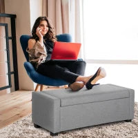 Panca Fondoletto con Vano Contenitore in Tessuto, 120x50x44cm - Grigio