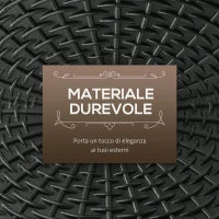 Base per Ombrellone Rotonda Effetto Rattan da 12.5kg, Supporto per Pali da 38mm e 48mm, Ø44.5 cm, Nero