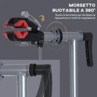 Cavalletto Manutenzione Bici Pieghevole ad Altezza Regolabile con Vassoio Portautensili, 100x100x109-180 cm, Nero