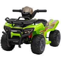Quad Elettrico per Bambini 18-36 Mesi con Batteria Ricaricabile 6V e Fari, in Metallo e PP, 66x44x42 cm, Verde