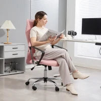 Sedia Ergonomica da Ufficio Girevole, Altezza Regolabile e Schienale a Rete, 63x65x109-119 cm, Rosa
