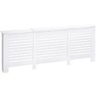 Mobile Copricalorifero Larghezza Regolabile e Mensola Superiore in MDF e Legno, 140-202x19x82.5cm, Bianco