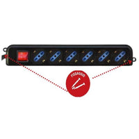 Multipresa 6 posti schuko con interrutore spina 16a colore nero