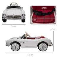 Macchina Elettrica per Bambini a 2 Porte con Licenza BMW 507, con Clacson e Telecomando, 115x55x47 cm, Bianca