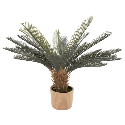 Cycas 85 - Pianta Artificiale Decorativa Tropicale Cycas H85 cm per Interno Esterno con Vaso Beige