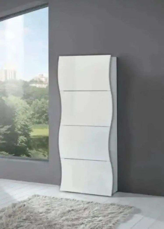 Scarpiera 4 ante L 71 x H 161.4 x P 26.6 cm 24 paia, colore bianco