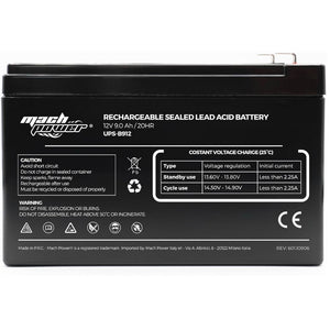 Mach power batteria al piombo 12v 9ah vrla agm ricaricabile per ups e sistemi di backup