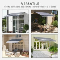 Telo di Ricambio Tenda Parasole Retrattile 3x2.5m in Poliestere Anti UV 50+, Giardino, Grigio