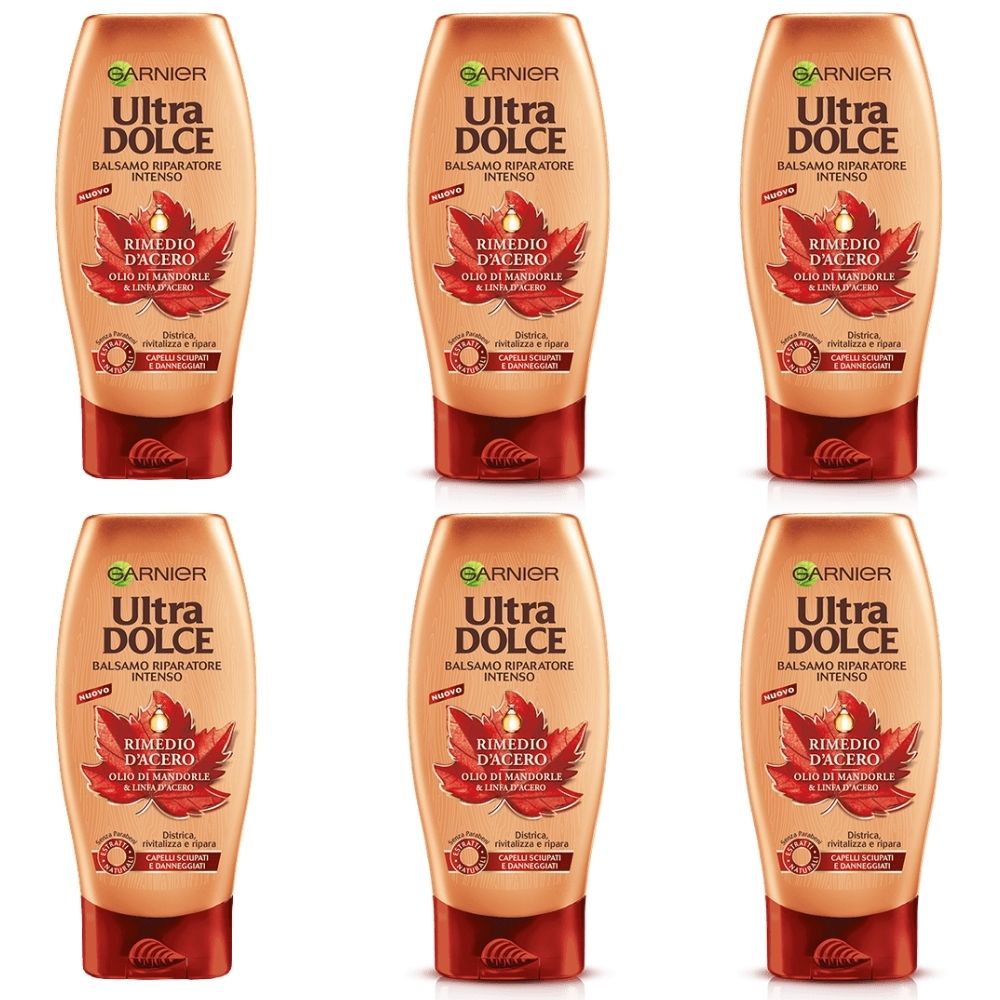 Balsamo garnier ultra dolce riparatore rimedio d'acero 6 confezioni da 250 ml