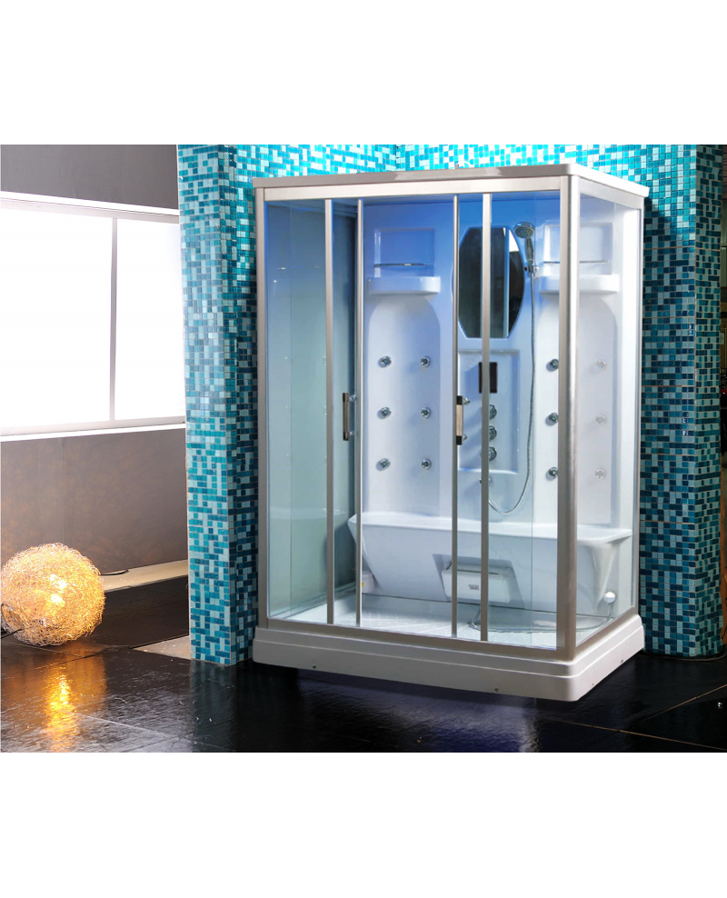 Cabina Doccia Idromassaggio 140x90cm Bagno Turco, Full Optional Sicorage Kleria