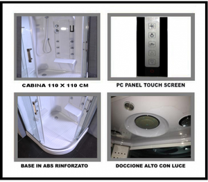 Cabina Doccia Idromassaggio Bagno Turco Full Optional 110x110cm Sicorage Blunde