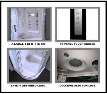 Cabina Doccia Idromassaggio Bagno Turco Full Optional 110x110cm Sicorage Blunde