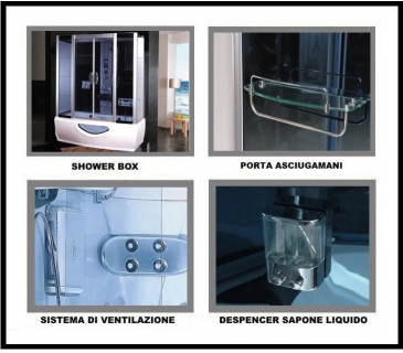 Cabina con vasca idromassaggio, sauna, bagno turco, cromoterapia 170x85cm full optional Sicorage Mexus Oblò