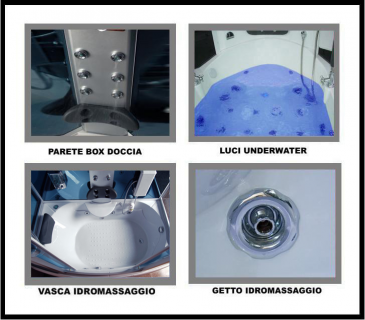 Cabina con vasca idromassaggio, sauna, bagno turco, cromoterapia 170x85cm full optional Sicorage Mexus Oblò