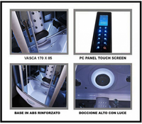 Cabina con vasca idromassaggio, sauna, bagno turco, cromoterapia 170x85cm full optional Sicorage Mexus Oblò