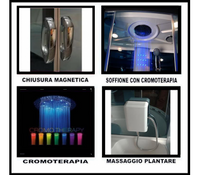 Cabina con vasca idromassaggio, sauna, bagno turco, cromoterapia 170x85cm full optional Sicorage Mexus Oblò