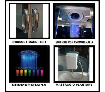 Cabina con vasca idromassaggio, sauna, bagno turco, cromoterapia 170x85cm full optional Sicorage Mexus Oblò