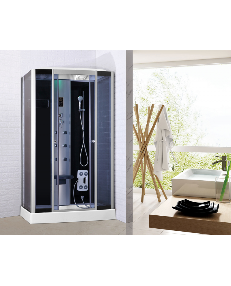 Cabina doccia idromassaggio, cromoterapia, touch screen, full optional 120x80cm Sicorage Myala