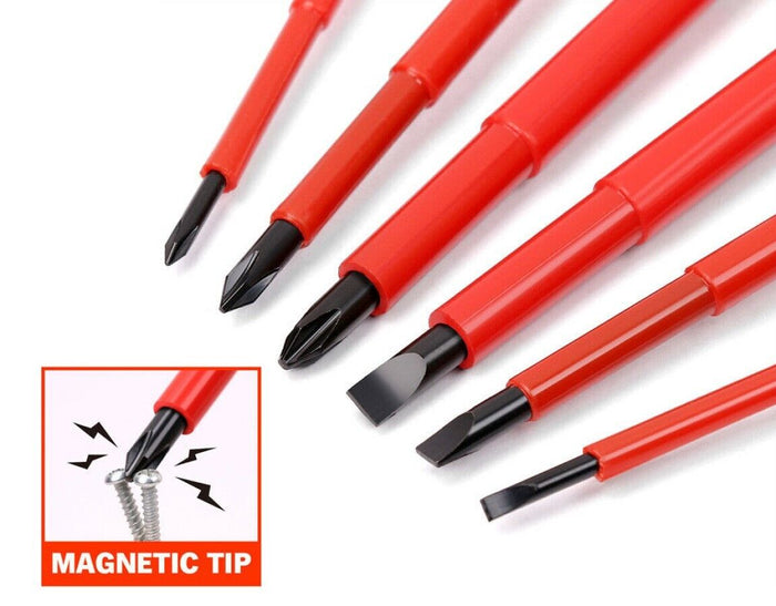 Cacciaviti Elettricista Punta Magnetica a Croce e Taglio Giraviti Isolanti