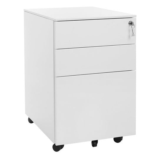 Mobiletto per ufficio su ruote con 3 cassetti e cartella sospesa 52 x 39 x 60 cm mobiletto per ufficio con serratura per cartelle e documenti corpo mobile preassemblato bianco 12_0004805