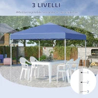 Gazebo Pieghevole e Impermeabile in Tessuto Oxford con Corde e Picchetti, 2.45x2.45x2.45 m, Blu