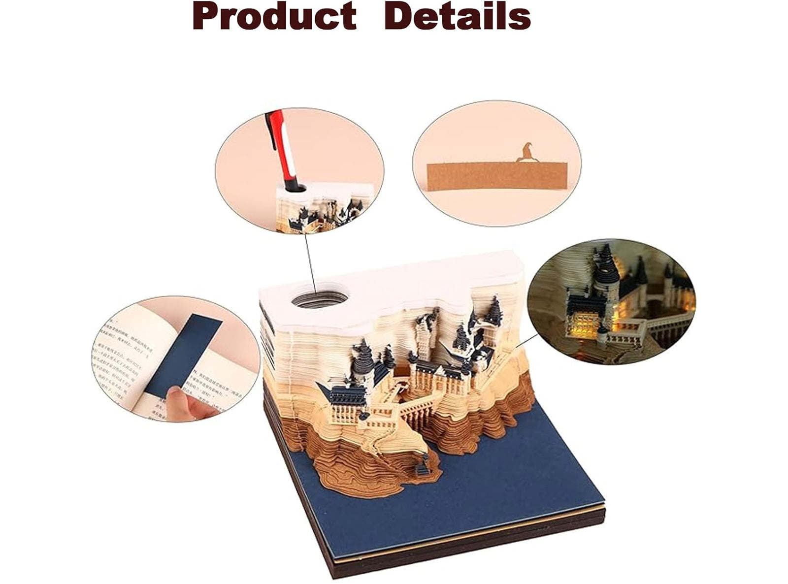 Calendario Settimanale 3D 2025 Magico Castello Luce e Supporto Decorazione Ufficio