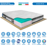 Materasso molle indipendenti e memory matrimoniale 160x190 California H26 7 zone, sfoderabile massaggiante - Comprarredo