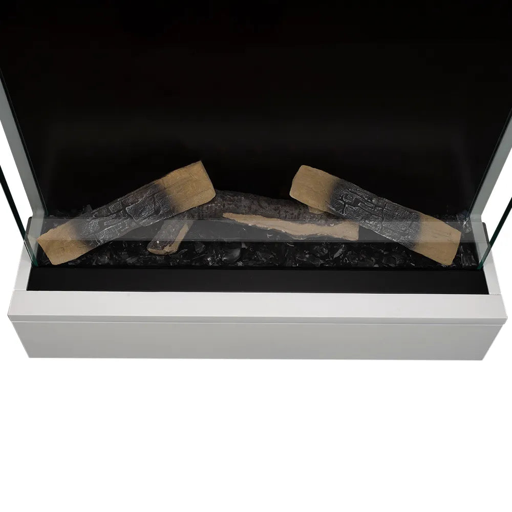 Tempo Style - Caminetto elettrico CALLIOPE Bianco con cornice in legno MDF effetto fuoco reale 750 - 1.500 W