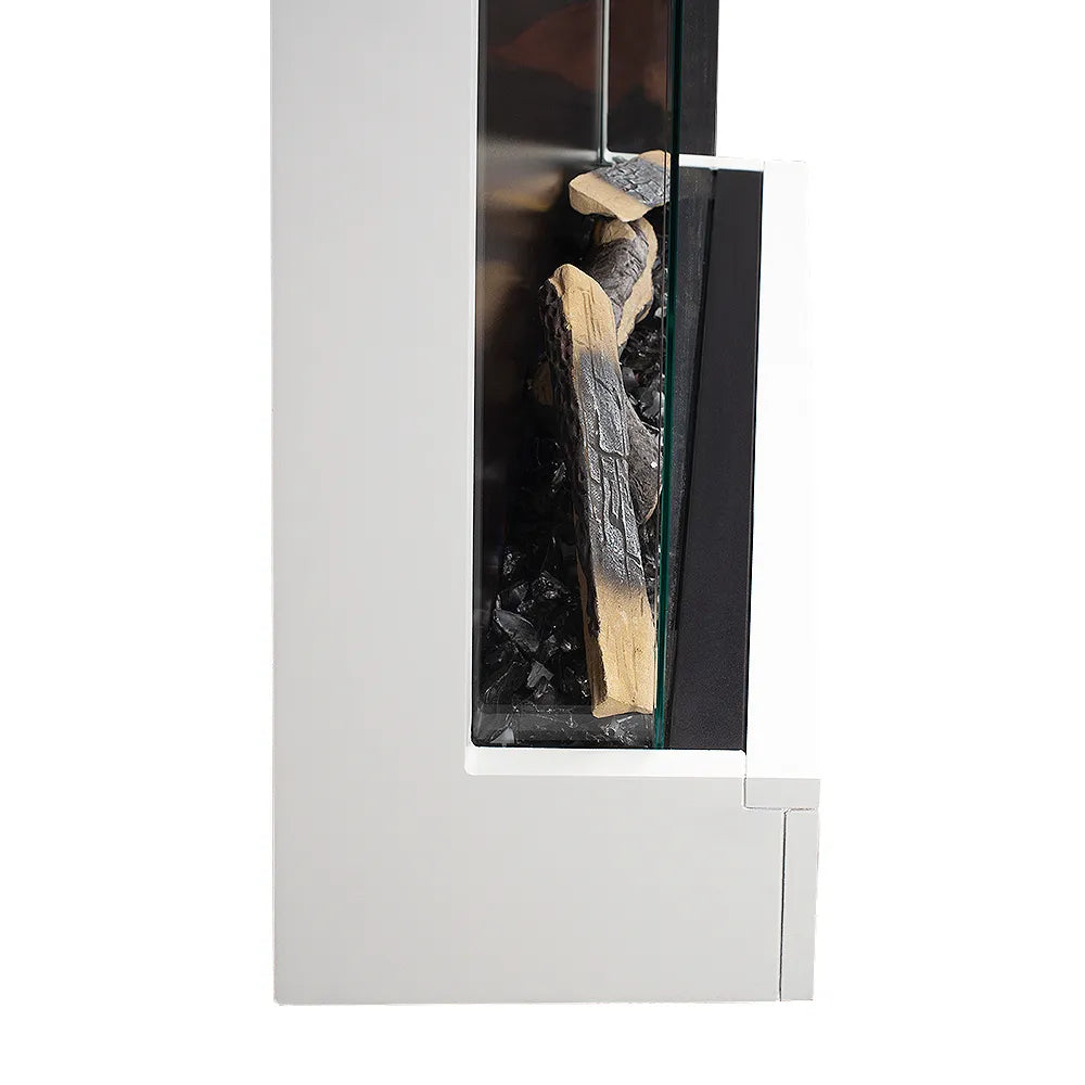 Tempo Style - Caminetto elettrico CALLIOPE Bianco con cornice in legno MDF effetto fuoco reale 750 - 1.500 W