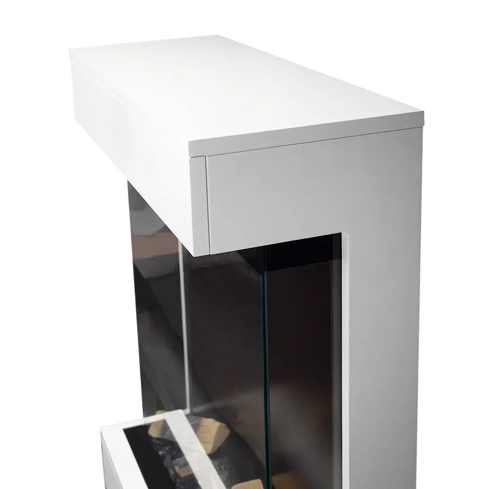 Tempo Style - Caminetto elettrico CALLIOPE Bianco con cornice in legno MDF effetto fuoco reale 750 - 1.500 W