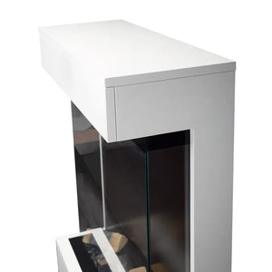 Tempo Style - Caminetto elettrico CALLIOPE Bianco con cornice in legno MDF effetto fuoco reale 750 - 1.500 W