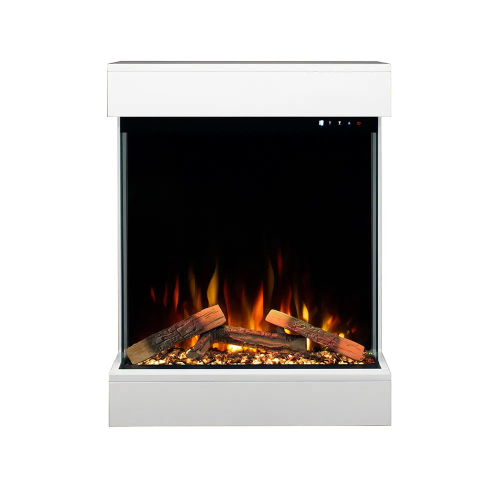 Tempo Style - Caminetto elettrico CALLIOPE Bianco con cornice in legno MDF effetto fuoco reale 750 - 1.500 W
